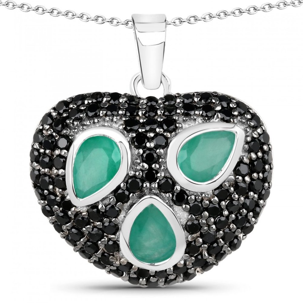 sterling silver necklace with spinel and emeralds